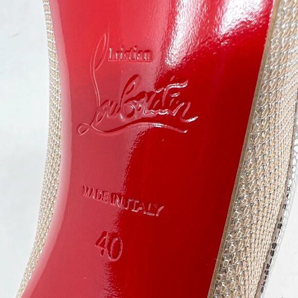 Christian Louboutin Silver Leather Mesh Galativi Pumps– Size 40 - Picture 7 of 10